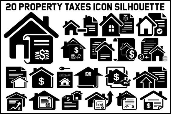 20 Property Taxes Icon Silhouette Bundle
