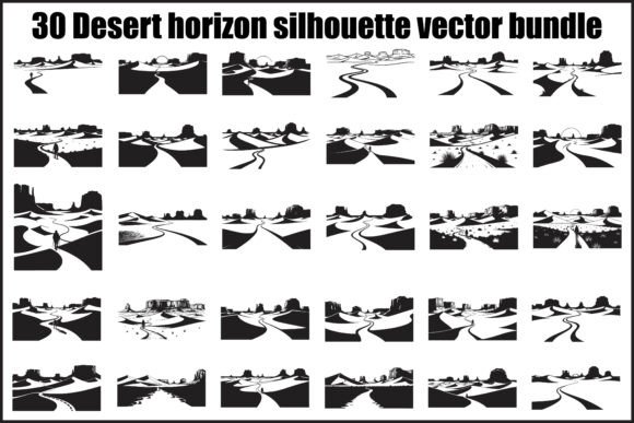 30 Desert Horizon Silhouette Vector: Graphics & Illustrations for Editorial Impact