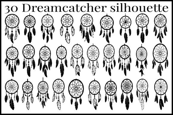 30 Dreamcatcher Silhouette SVG Bundle: Graphics & Illustrations