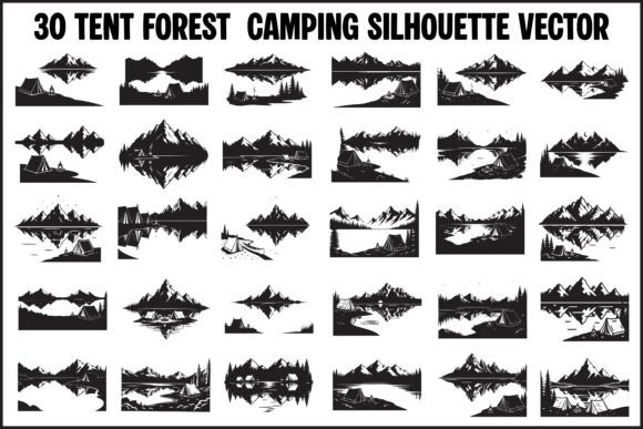 30 Tent Forest Camping Silhouette Vector: Graphics & Illustrations