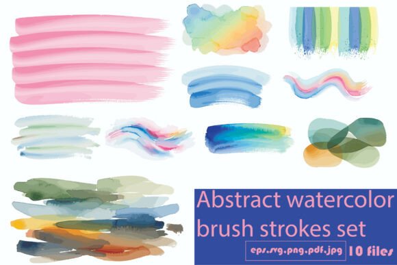 Abstract Watercolor Brush Strokes Set: Graphics & Illustrations