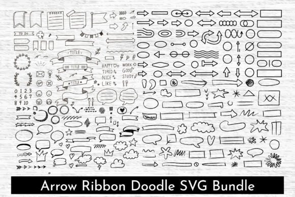Arrow Ribbon Doodle Frame SVG Bundle: Graphics & Illustrations for Warm, Handmade Branding