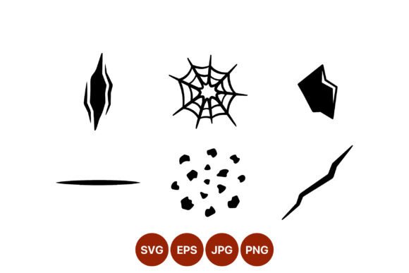 Black Silhouette Cracks Holes Spider Web Graphics