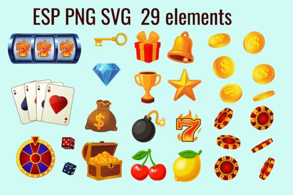 Casino Slot Machine Icons Pack Gambling