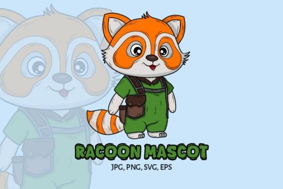 Cute Raccoon Mascot Clipart Kawaii Graphics