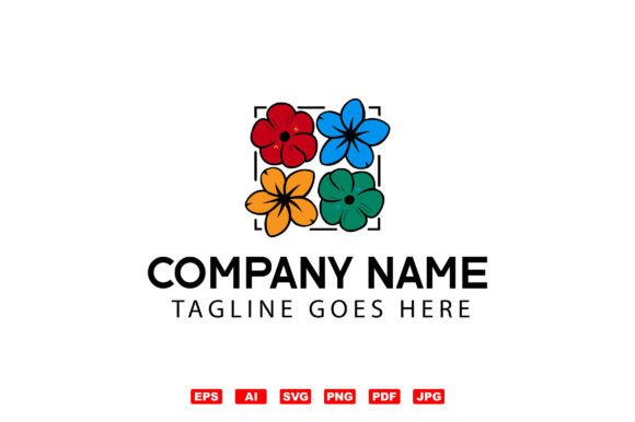 Elegant Four Flower Logo Design Template