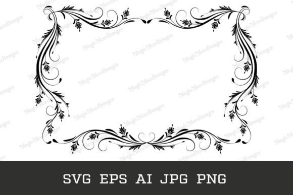 Floral Frame Border Retro Vintage Style Graphics