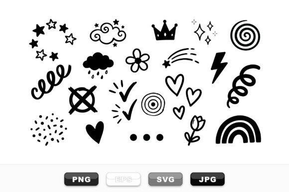 Hand Drawn Doodle Clipart Set: Graphics for Whimsical Crafts