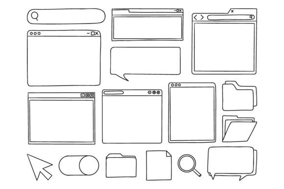 Hand Drawn UI Web Interface Doodle Set: Graphics & Illustrations