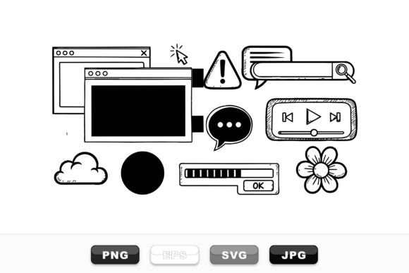 Hand Drawn Web Icons Set: Graphics & Illustrations for Digital Sellers