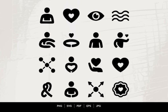 Human Care and Love Icons Set for Crafts and Graphics