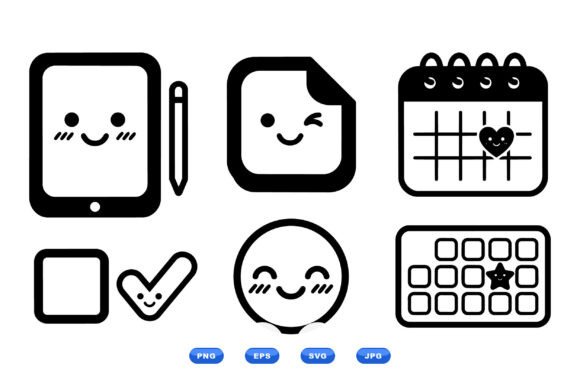 Kawaii Planner Icon Pack: Graphics for Cheerful Editorial Design