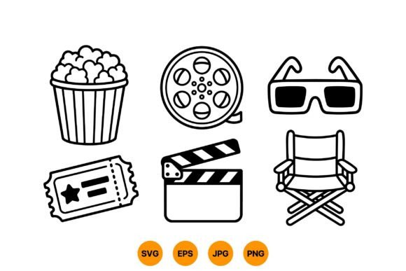 Movie Night Icon Clipart: Graphics & Illustrations for Local Branding