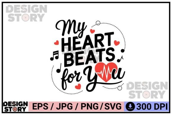My Heart Beats for You Music Love SVG