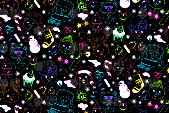 Neon Christmas Seamless Pattern Graphics and Patterns