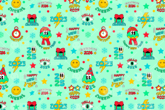 New Year Snake Seamless Pattern Graphics