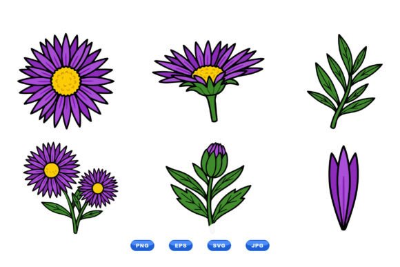 Purple Daisy Clipart Pack: Graphics & Illustrations for Handmade Brands