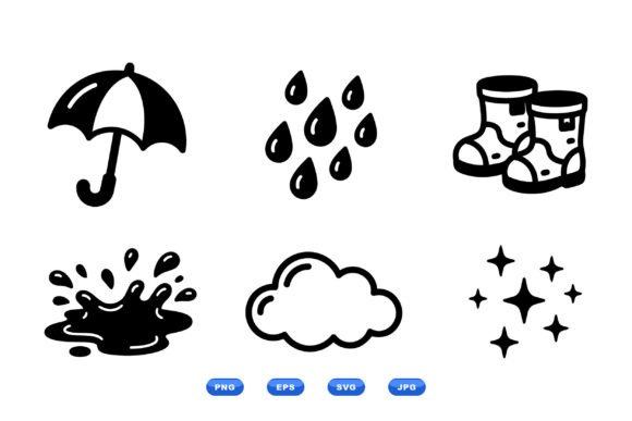 Rainy Day Icon Clipart Pack: Graphics for Editorial & Web Use