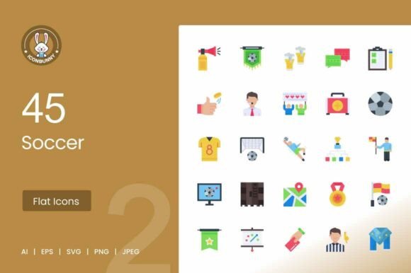 Soccer Flat Multicolor Icons Graphics