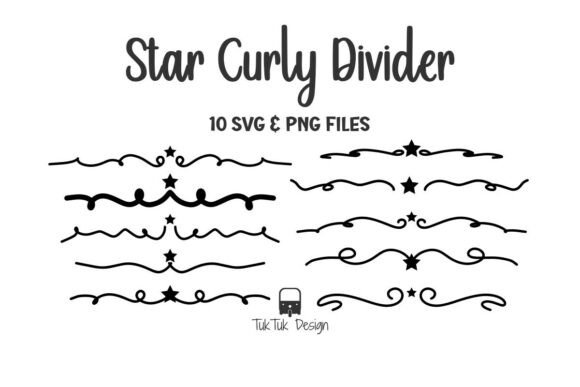 Star Curly Divider Doodle SVG PNG Icon for Graphics and Crafts