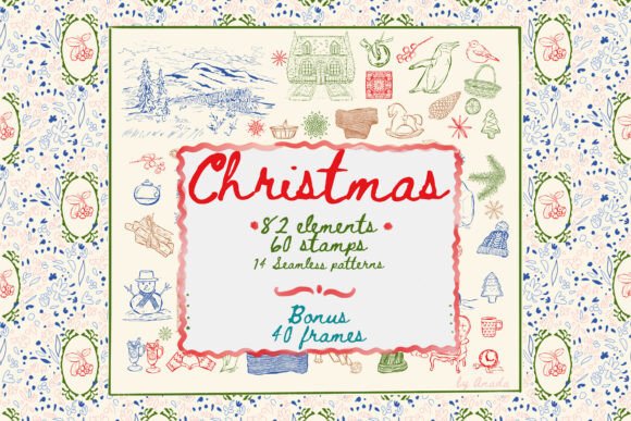 Vector Hand Drawn Collection Christmas Graphics & Illustrations