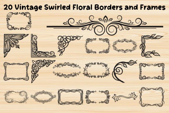 Vintage Swirled Floral Borders and Frame: Graphics & Illustrations